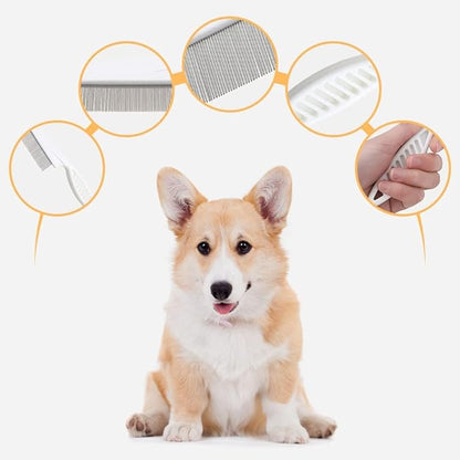 2 Pack Multifunctional Pet Comb, Upgrade Pet Grooming Brush Fine Magic Tear Stain Removal, Fine-Tooth Stainless Massage Comb Kit for Small Puppies and Dogs (Green)