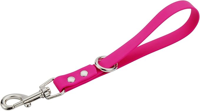Short Dog Leash - 9 Inch Dogs Lead Grab Tab Heavy Duty Waterproof PVC Dog Training Traffic Leashes for Safety Control Behavior Correction Hiking Backup & All Breeds (Pink, 9'')