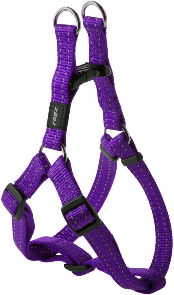 Reflective Adjustable Dog Step in Harness for Medium Dogs; matching collar and leash available, Purple