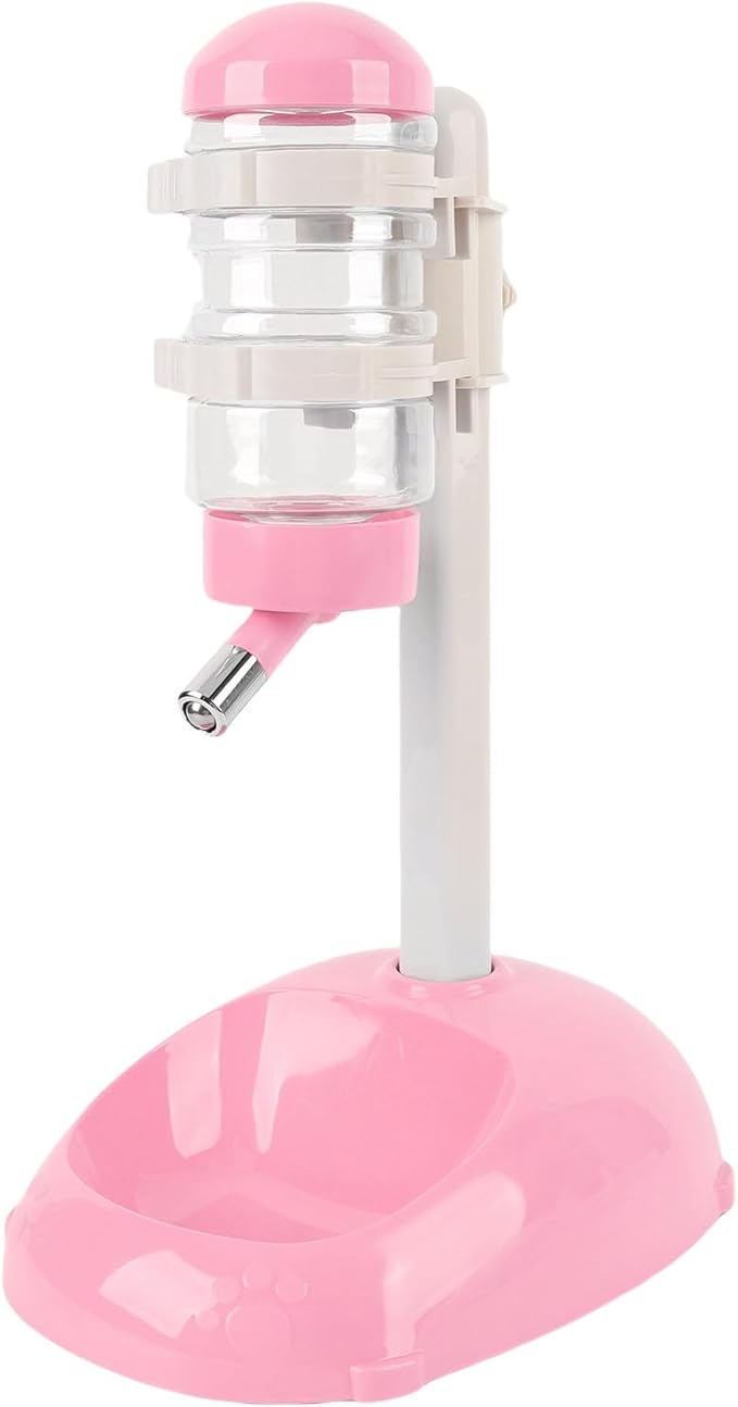 Zopsc Pet Adjustable Height Standing Water Dispenser for Puppies, Smart Feeder for Dogs and Cats, Easy to Clean Bowl for Healthy Pets (Pink)