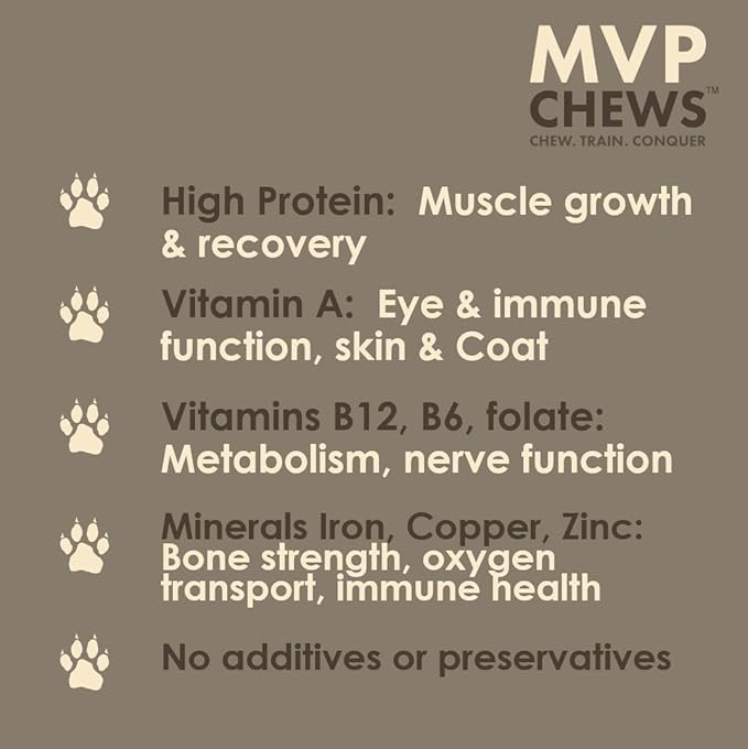 MVPChews | Freeze Dried Beef Liver Dog Treats | Single Ingredient Training Treats | High Protein, Grain Free, No Additives or Fillers | Premium Quality Food Topper | Made in USA - 3.5oz (Pack of 4)