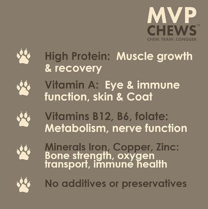 MVPChews | Freeze Dried Beef Liver Dog Treats | Single Ingredient Training Treats | High Protein, Grain Free, No Additives or Fillers | Premium Quality Food Topper | Made in USA - 3.5oz