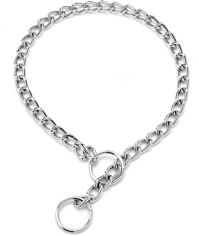 Chain Collar for Dogs, Metal Slip Link Training Heavy Duty Dog Collar Martingale Puppy Collars for Small Medium Large Big XL Breed Dogs, Silver XL