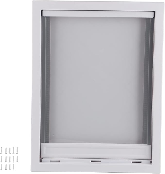 Large Pet Door for Dogs Easy Installation Wall Entry Dog Fence for Large and Mediumsized Pets with Magnetic Flap for Home Use, White, 19.7x14.0x2.2 (White)