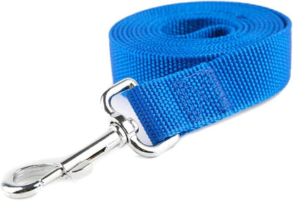 Nylon Dog Training Leash, Traction Rope, 4Ft /5 Foot /6 Feet Long, 5/8 inch 3/4 Inch 1 Inch Wide, for Small and Medium Dogs (1'' x 12 FT, Blue)