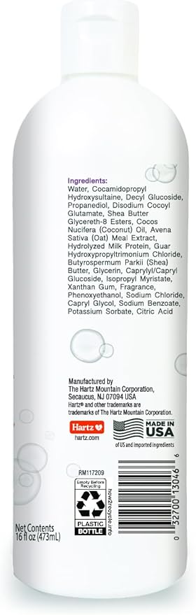 Hartz True Coat Curly or Wavy Dog Shampoo, 5 in 1 Detangles & Conditions with Oat Milk, Coconut Oil & Shea Butter, 16 oz