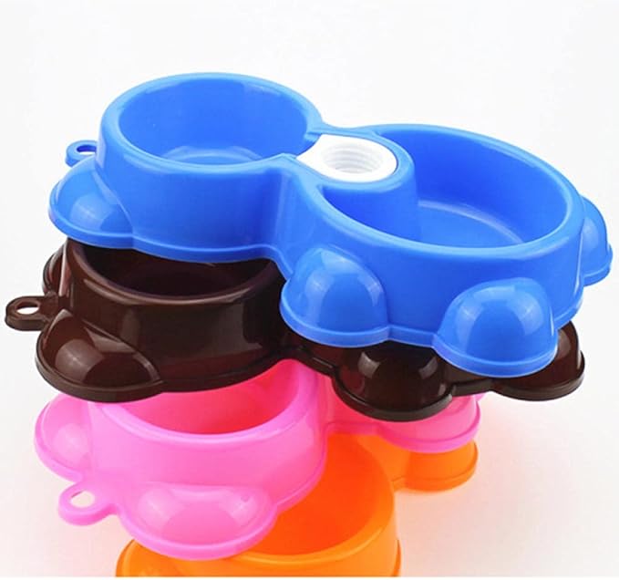 Pets Feeder Bowl Dog Dishes Double Pet Bowls Dog Food Water Feeder Plastic Pet Drinking Dish Feeder Cat Puppy Feeding Supplies Small Dog Accessories Green