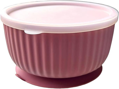 Cat Bowls with Suction Cup 400ml with Silicone Lid — Elevated Silicone Pet Dish with Non-Slip Bottom for Dry Food, Wet Food and Water — Silicone Water Bowl for Small Dog, Rabbit, Kittens (Old Pink)