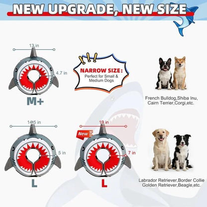 KOOLTAIL Inflatable Dog Cone Collar, Soft Donut E Collar for Dogs After Surgery to Stop Licking Enhanced Alternative, Blow Up Pet Neck Pillow Recovery Adjustable Cone for Dog Cat, Upgrade Size,Shark L
