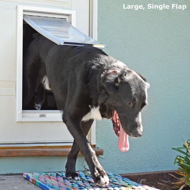 Endura Single Flap Pet Door for Doors | All-Weather Insulated | Durable Aluminum Frame With Secure Locking Cover | Interior and Exterior Installations | White, Small