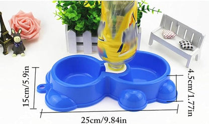 Dog Bowls Cat Bowls Double Pet Bowls Dog Food Water Feeder Plastic Pet Drinking Dish Feeder Cat Puppy Feeding Supplies Small Dog Accessories Blue