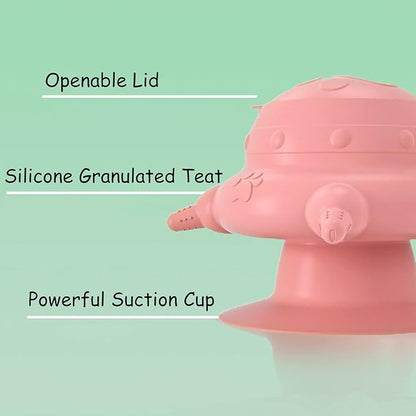 Puppy Nipple Feeder, Kitten Nursing Milk Bowl, Bubble Silicone Milk Feeder, Dog Nurser Bottle with Base, Pacifiers Feeding Station for Multiple Puppies Kittens Rabbits (Dark Yellow)