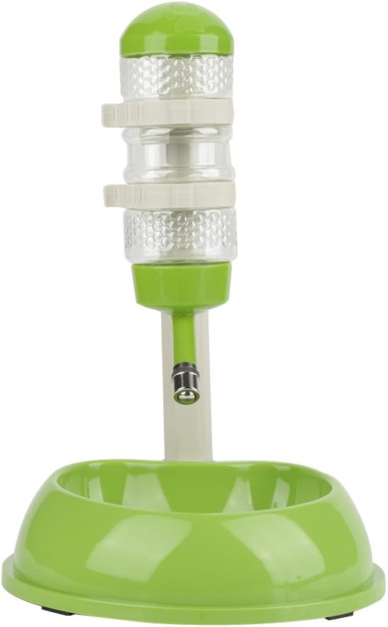 Hztyyier Adjustable Pets Dog Bowl Feeder Water Dispenser Drinking Bottle Food Container Bowl Bottle Standing Dispenser for Cats Dogs Green(Green) Dog Supplies