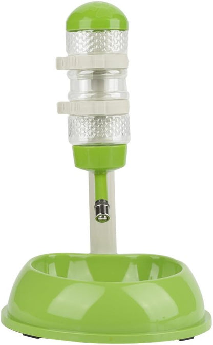 Hztyyier Adjustable Pets Dog Bowl Feeder Water Dispenser Drinking Bottle Food Container Bowl Bottle Standing Dispenser for Cats Dogs Green(Green) Dog Supplies
