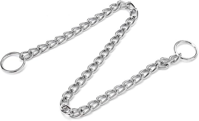Chain Choke Collar for Dogs, Metal Slip Link Training Heavy Duty Dog Collar Martingale Puppy Collars for XXS XS Small Medium Large Big XL Breed Dogs (Silver, M(Neck Max 18inch) D3mm)