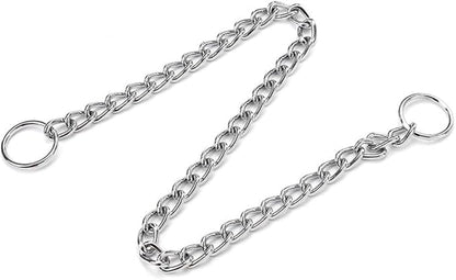 Chain Choke Collar for Dogs, Metal Slip Link Training Heavy Duty Dog Collar Martingale Puppy Collars for XXS XS Small Medium Large Big XL Breed Dogs (Silver, M(Neck Max 18inch) D3mm)