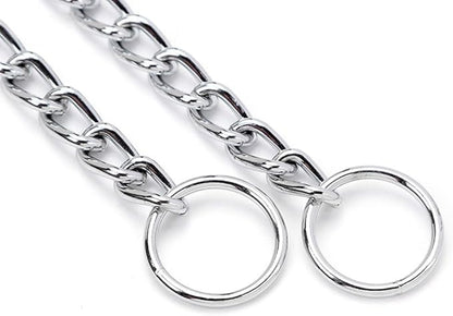 Silver Choke Collar for Large Dogs, Metal Slip Chain Collars Heavy Duty Training Martingale Collars for Small Medium Large Breed Pets, L