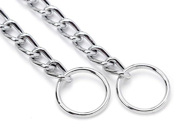 Silver Choker Collar for Medium Dogs Metal Slip Dog Chain Collars Heavy Duty Training Martingale Dog Collars for XXS XS Small Medium Large Breed Pets, S