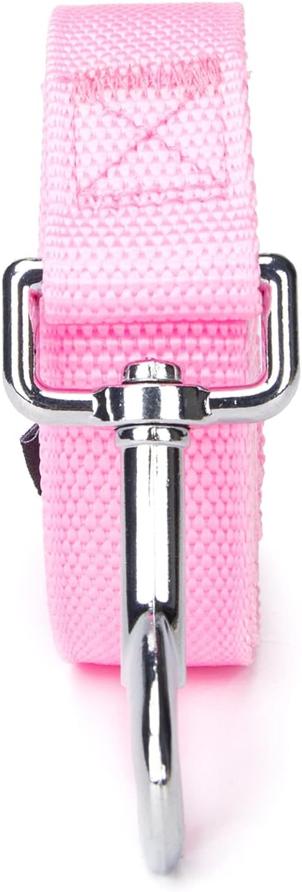 Strong Durable 15ft Nylon Dog Training Leash, 1 Inch Wide Traction Rope, for Small and Medium Dog (Pink, 15 Feet)