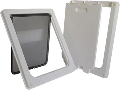 pet Door, Strong Lockable Dog Door with Privacy Protection Flap Gate Pet for Big Small Dogs Safety Doors Easy to Install(White,Large)