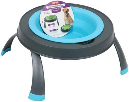 Dexas Popware for Pets Single Elevated Pet Feeder, Small, Gray/Blue