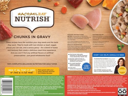 Nutrish Whole Health Blend Chunks in Gravy Variety Pack Wet Dog Food,13 oz. Can,(Rachael Ray),(Pack of 24)