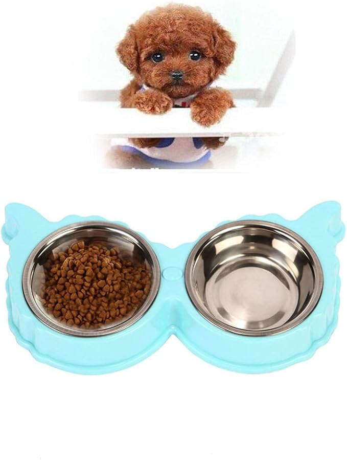 Dog Bowls Cat Bowls Stainless Steel Pet Dog Cat Puppy Feeding Feeder Double Bowl Water Food Holder Dog Feeders for Feeding Pink