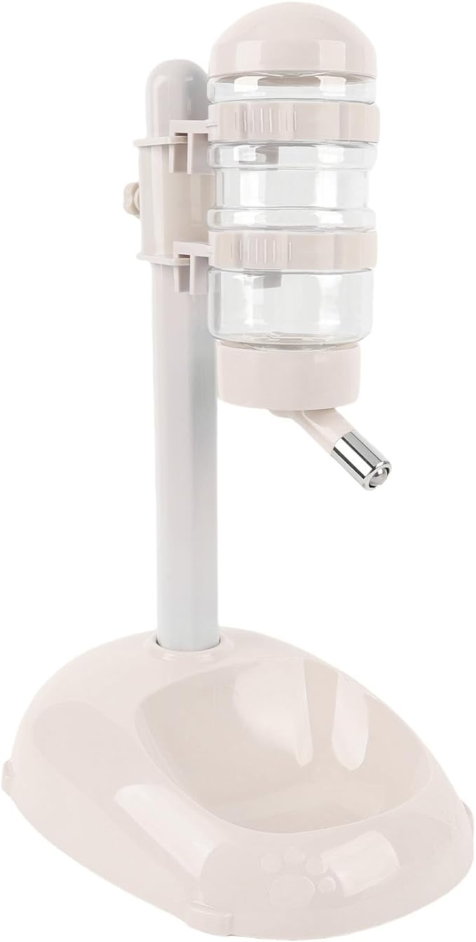Zopsc Pet Adjustable Height Standing Water Dispenser for Puppies, Smart Feeder for Dogs and Cats, Easy to Clean Bowl for Healthy Pets (Creamy White)