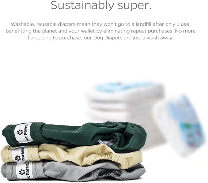 Pet Parents® Washable Dog Diapers (3pack) + Extendrs® of Durable Doggie Diapers, Premium Dog Diapers Female (X-Large, Spruce)