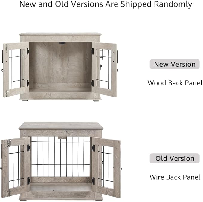 beeNbkks Furniture Style Dog Crate End Table, Double Doors Wooden Wire Dog Kennel with Pet Bed, Decorative Pet Crate Dog House Indoor Medium Large