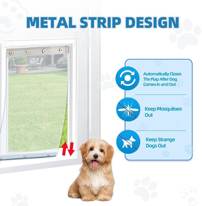 Extra Large Replacement Dog Door Flaps, Clear Pet Door Replacement Flap Compatible with 9.88" x 18" Dog Door, Weather Resistant Replacement Flap Fits Pets Up to 90 Lbs