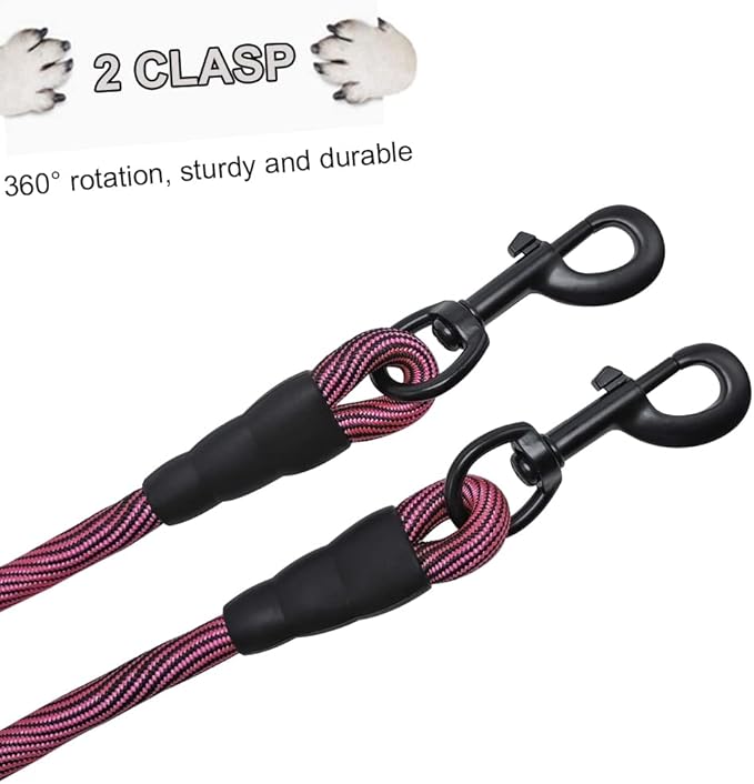 BTINESFUL 3FT Dog Tie Down, Nylon Rope Short Dog Tether Indoor Training Safety Vehicle Tether for Large Medium Strong Puppy (Pink Black)