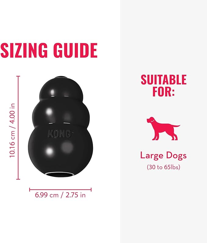 KONG Extreme Dog Toy - Fetch & Chew Toy - Treat-Filling Capabilities & Erratic Bounce for Extended Play Time Most Durable Natural Rubber Material - for Power Chewers - for Large Dogs