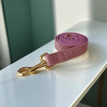 Love Dream Velvet Dog Collar and Leash Set, Soft & Comfy Adjustable Dog Leash and Collar with Heavy Duty Metal Buckle for Small Medium Large Dogs Training & Walking (Large, Light Purple)