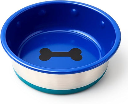 Stainless Steel Bowl - No Slip, No Tip - with Silicone Rubber Foot. (64) (64)