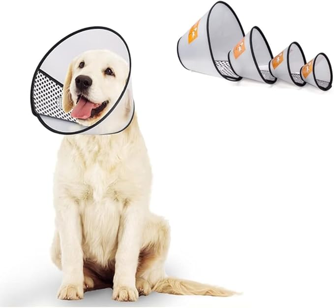 Adjustable Dog Elizabeth Pet Protective Cone Collar Latest Upgrade with Soft Edge Dog Neck Cone Recovery Cone Collar for Anti-Bite Lick, Surgery, or Wound Healing (Large 15.4"-17.3")
