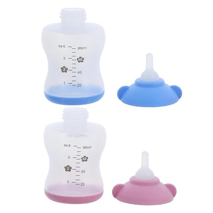 VANZACK 2PCS PET Nursing Bottle Set Silicone Nipple Feeding Bottles for Puppies and Kittens Portable Milk Feeder for Small Animals for Travel and Outdoor Use