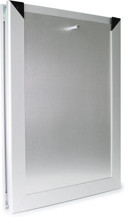 Large Swing Dog Door - Rustproof Solid Aluminum Frame - Luxury Pet Door for Wooden and Metal Doors - Lockable Security Slide Panel - Energy Efficient and Easy to Install for Interior or Exterior