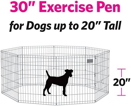 MidWest Homes for Pets 30-Inch Exercise Pen, for Indoor and Outdoor Use, 16 Sq Feet of Play, Single Door Folding Dog Pen, with Large Door Opening & Secure Latch, Easy to Set Up, Foldable Dog Playpen