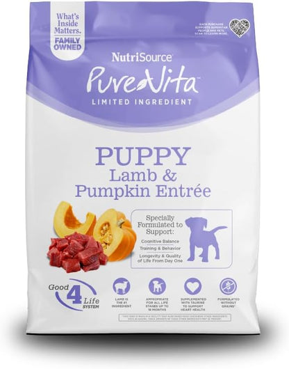 NutriSource Pure Vita Grain Free Lamb & Pumpkin Puppy Food, 12LB