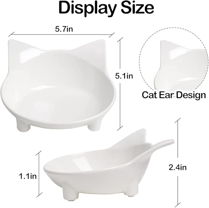 Skrtuan Non-Slip Cat & Dog Food Bowl – Wide, Shallow Pet Dish for Whisker Fatigue Relief, Safe for Puppies & Rabbits