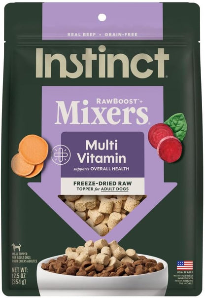 Instinct RawBoost Functional Mixers, Freeze Dried Dog Food Topper, Grain-Free, Real Beef - Multivitamin for Adults, 12.5 oz. Bag