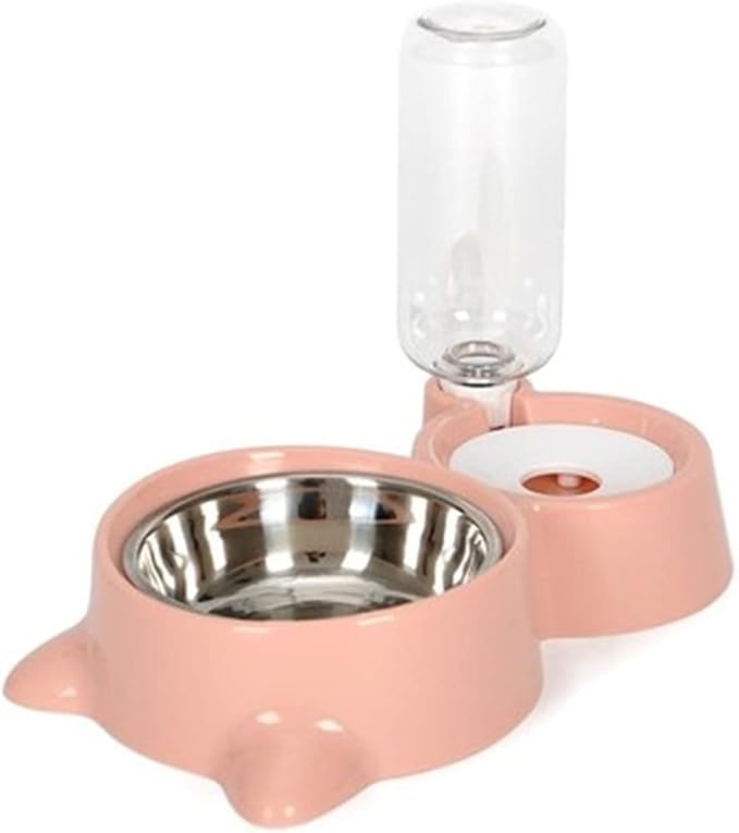 Dog Feeder Water Bowls Set Stainless Steel Bowl Water Dish Automatic Water Bottle Dispenser Easy to Clean Pet Automatic Feeder and Waterer Dog Water Bowl Dispenser Set, Blue