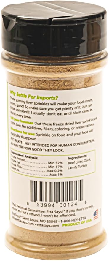 etta says! Liver Sprinkles for Dogs - High Protein Food Topper - Boosts Flavor - 100% Natural and Made in USA (Pack of 3)