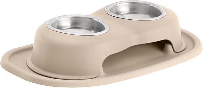 WeatherTech Double High Pet Feeding System - Elevated Dog/Cat Bowls - 3 inch High Tan (DHC0803TNTN)