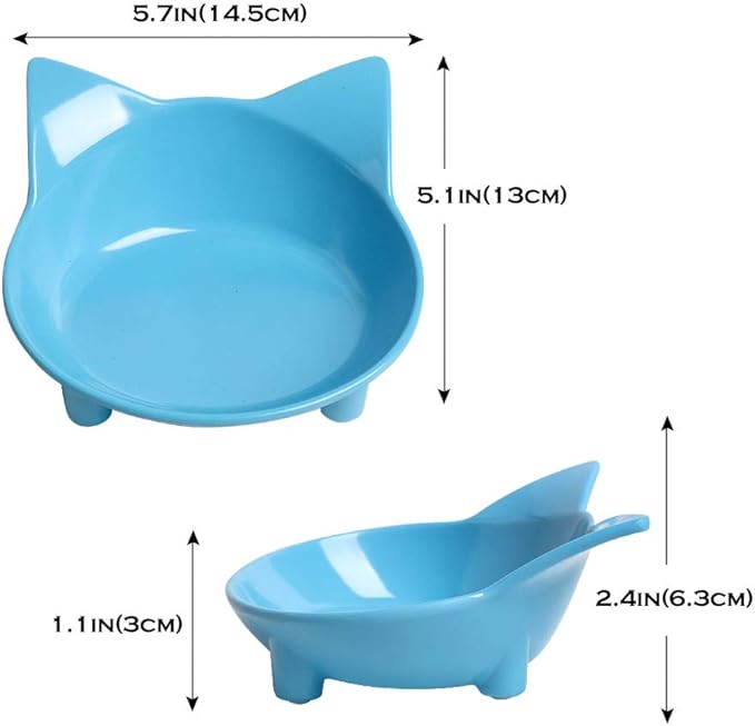 Skrtuan Set of Cat and Dog Bowls - Non Slip, Shallow Food and Water Bowls for Pets (Cats, Dogs, Rabbits, Puppies), Safe Food - Grade to Relieve Whisker Fatigue