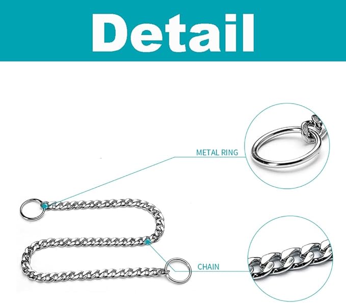 Flat Choke Chain Collars for Dogs, Metal Slip Link Training Heavy Duty Dog Choker Collar Puppy Collars for Small Medium Large Dogs, Silver M