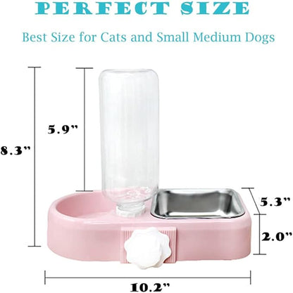 JiangYanus Crate Dog Bowl, Kennel Dog Food Water Bowl Set with Automatic Water Dispenser Detachable Stainless Steel Bowl, Hanging Pet Cage Feeder for Small Dogs Cat Puppies and Small Animals (White)