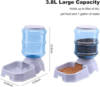 TENINYU Premium Quality Self-Dispensing Gravity 1 Gallon Large Capacity Pet Feeder and Water Dispenser for Cat