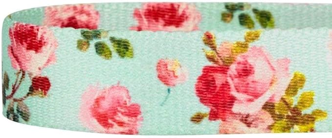 Blueberry Pet Spring Scent Inspired Rose Print Martingale Safety Training Dog Collar, Turquoise, Medium, Heavy Duty Adjustable Collars for Dogs